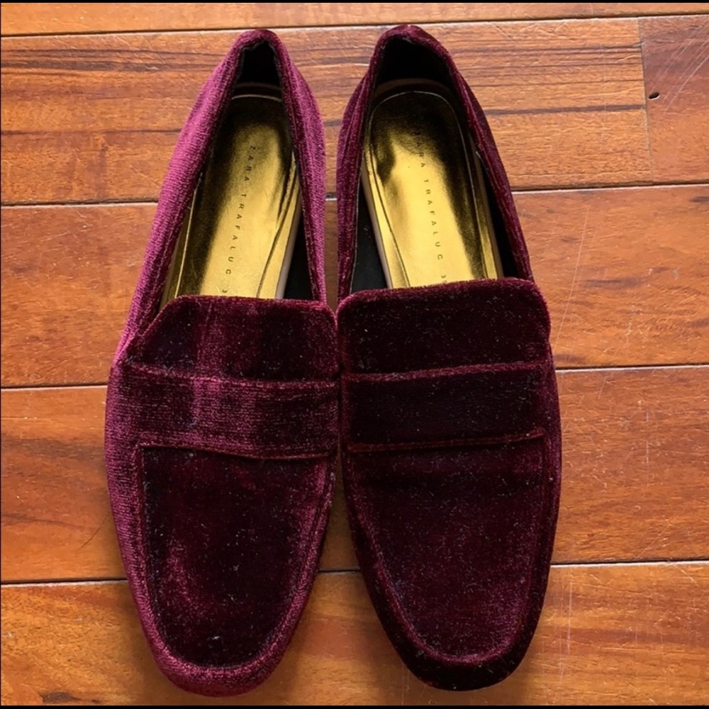 Zara wine velvet flats